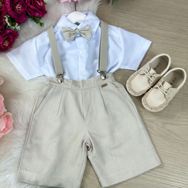 Conjunto Meninos Kanga Social Suspensorio Marcos Marrom Shor