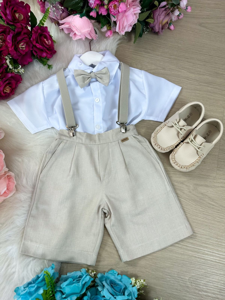 Conjunto Meninos Kanga Social Suspensorio Marcos Marrom Shor