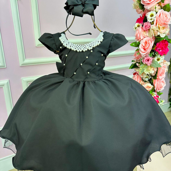 Vestido Belle Fille Preto Wandinha-Vandinha