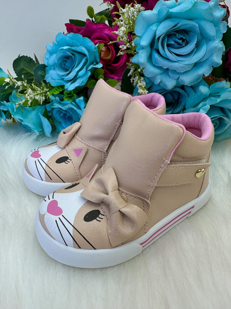Tênis Bota Encanto de Criança Gatinha/Gata Rose-Nude Fashion
