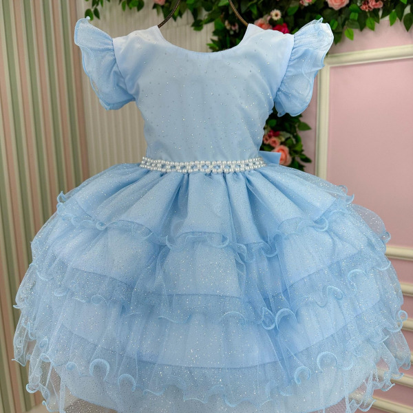 Vestido Ysa Kids Belinda Azul Bebe