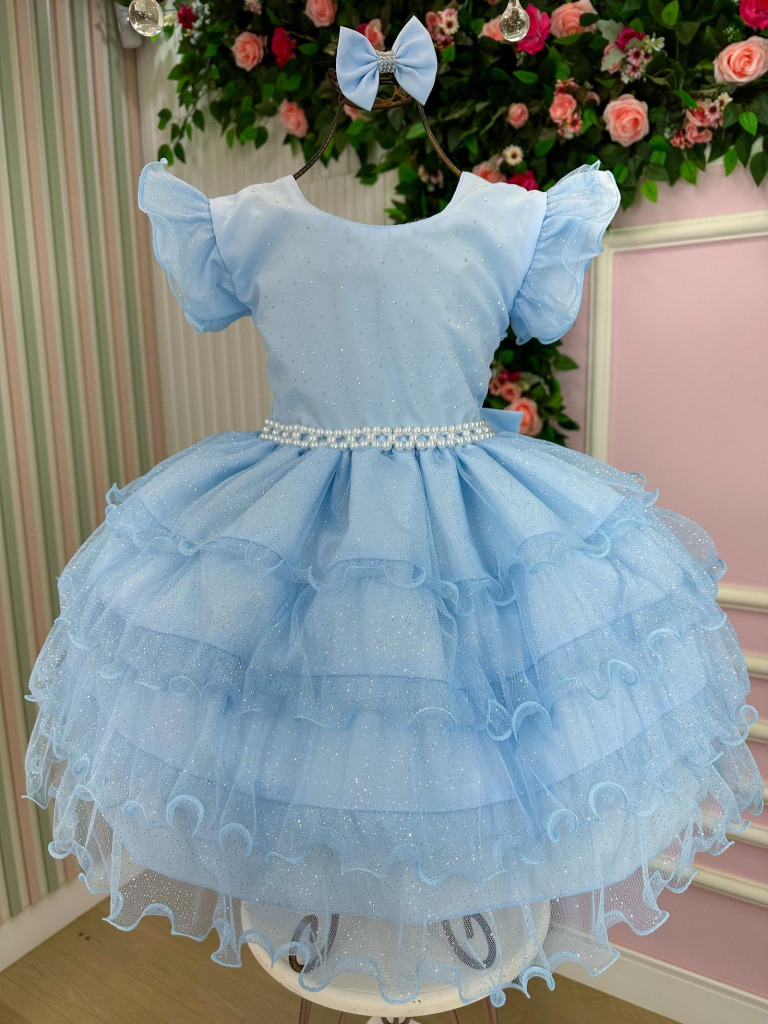 Vestido Ysa Kids Belinda Azul Bebe