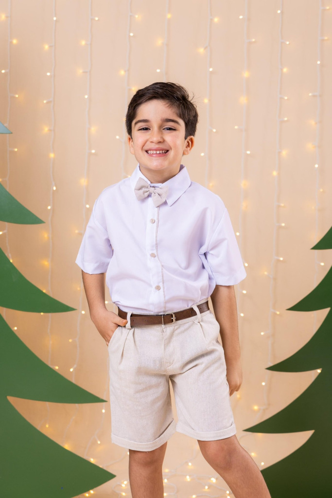 Conjunto Miss Cherry Social Linho Shorts Xadrez Heitor