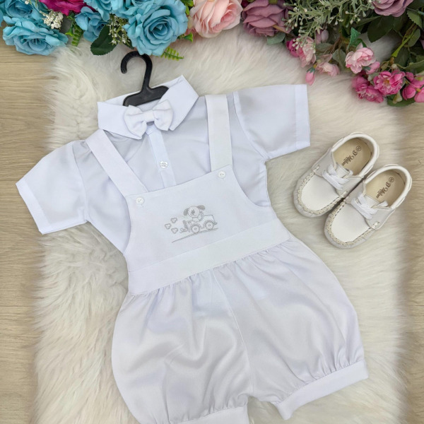 Conjunto Miss Cherry Meninos Bebe Theo Branco