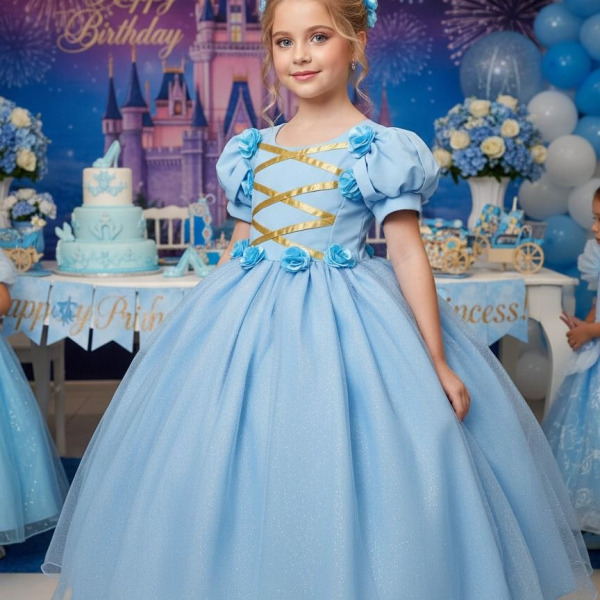 Vestido Bella Child/Fantasia Longa Cinderela