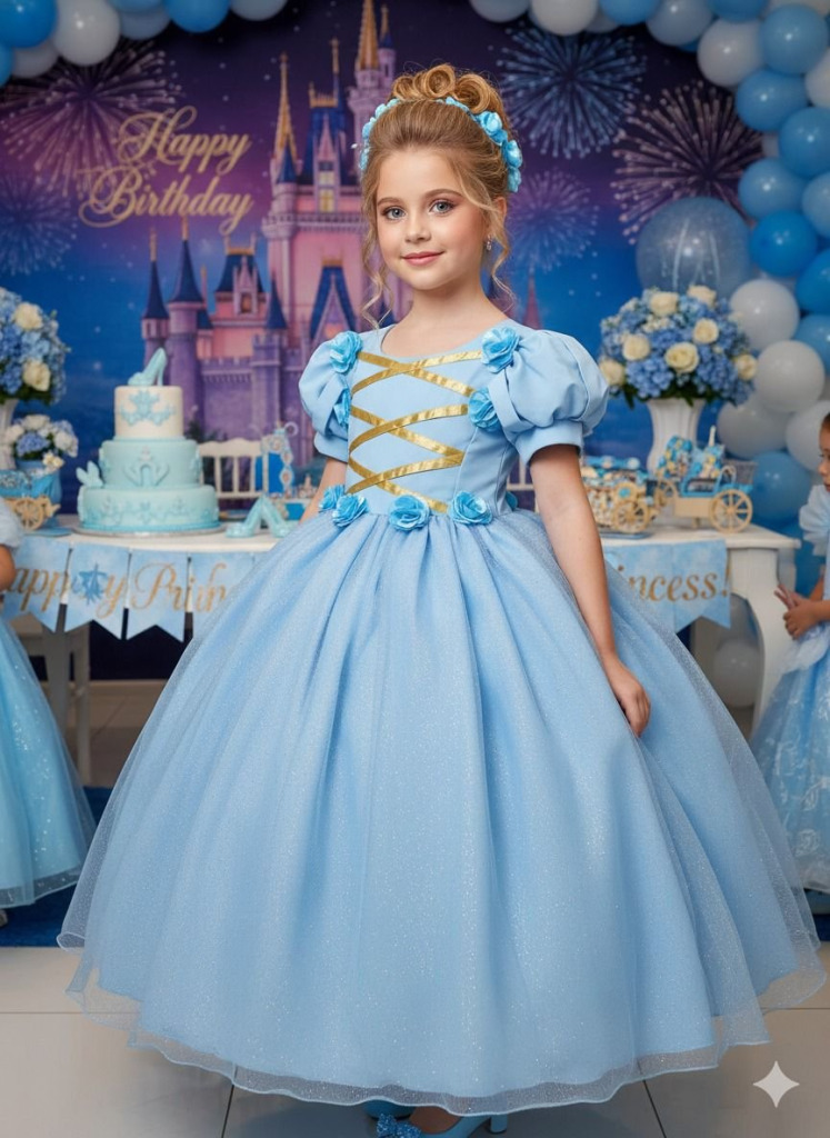 Vestido Bella Child/Fantasia Longa Cinderela